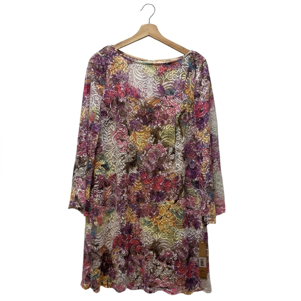RACHEL ROY NWT Multi Color Crochet Midi Dress Long Sleeves Back Zipper Size-8